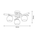 Ceiling Light Wood Body Glass Globes Organic Warm Minimalist