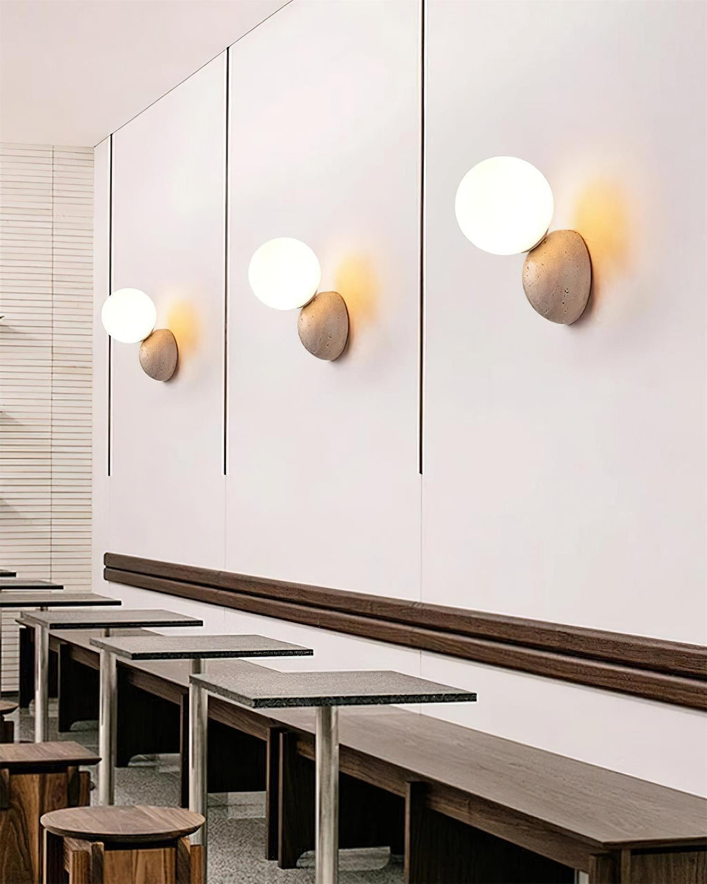 Ritta  Wall Lamp Travertine Dual-sphere Design