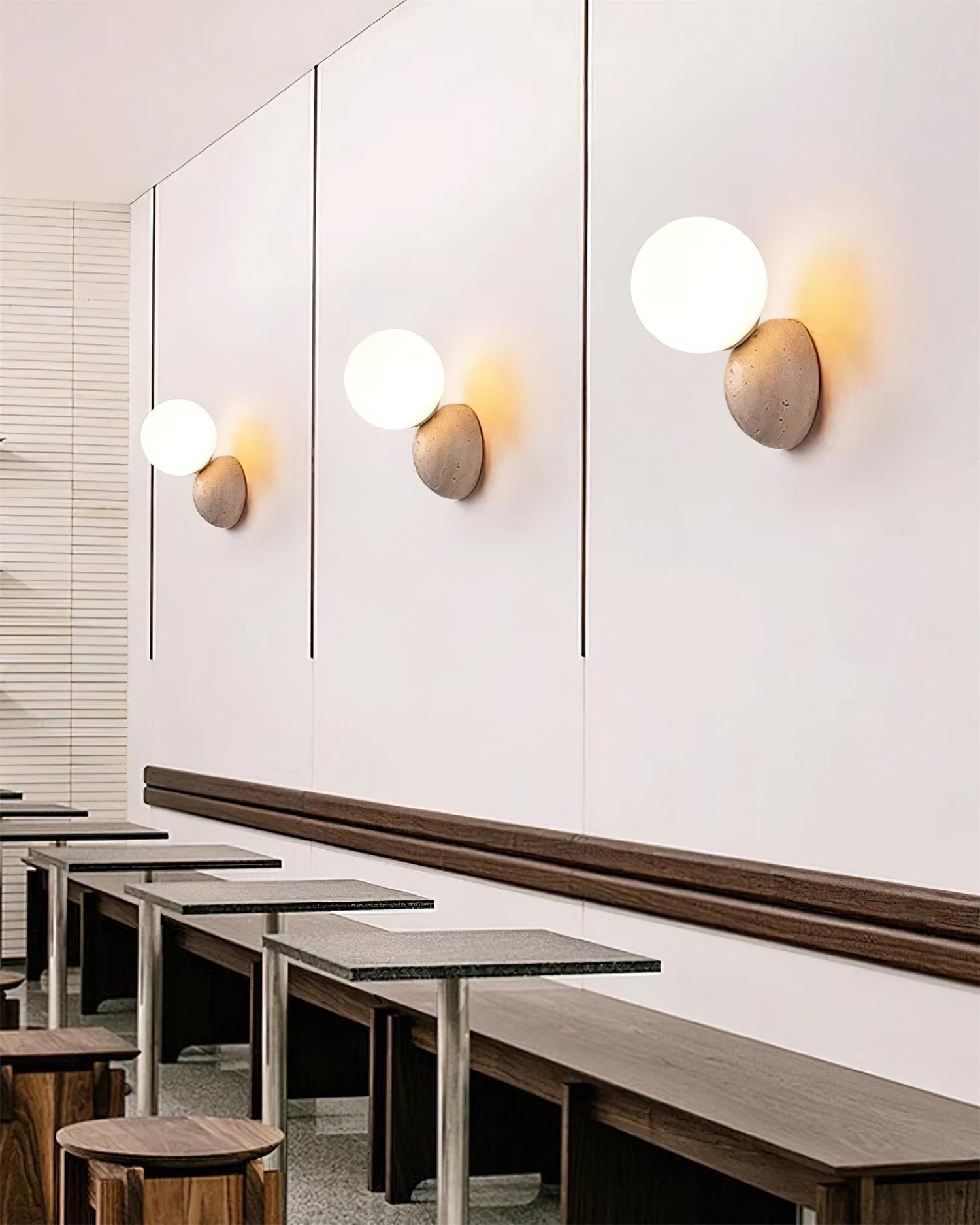 Ritta  Wall Lamp Travertine Dual-sphere Design