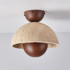 Cavora  Ceiling Light Travertine  Wood Dome Shape