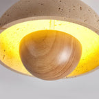 Cavora  Ceiling Light Travertine  Wood Dome Shape