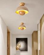 Cavora  Ceiling Light Travertine  Wood Dome Shape