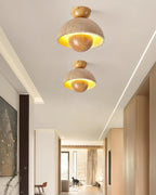 Cavora  Ceiling Light Travertine  Wood Dome Shape