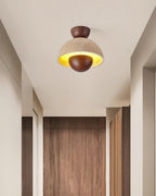 Cavora  Ceiling Light Travertine  Wood Dome Shape