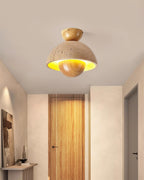 Cavora  Ceiling Light Travertine  Wood Dome Shape