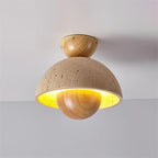 Cavora  Ceiling Light Travertine  Wood Dome Shape