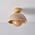 Cavora  Ceiling Light Travertine  Wood Dome Shape