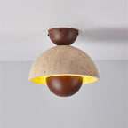 Cavora  Ceiling Light Travertine  Wood Dome Shape