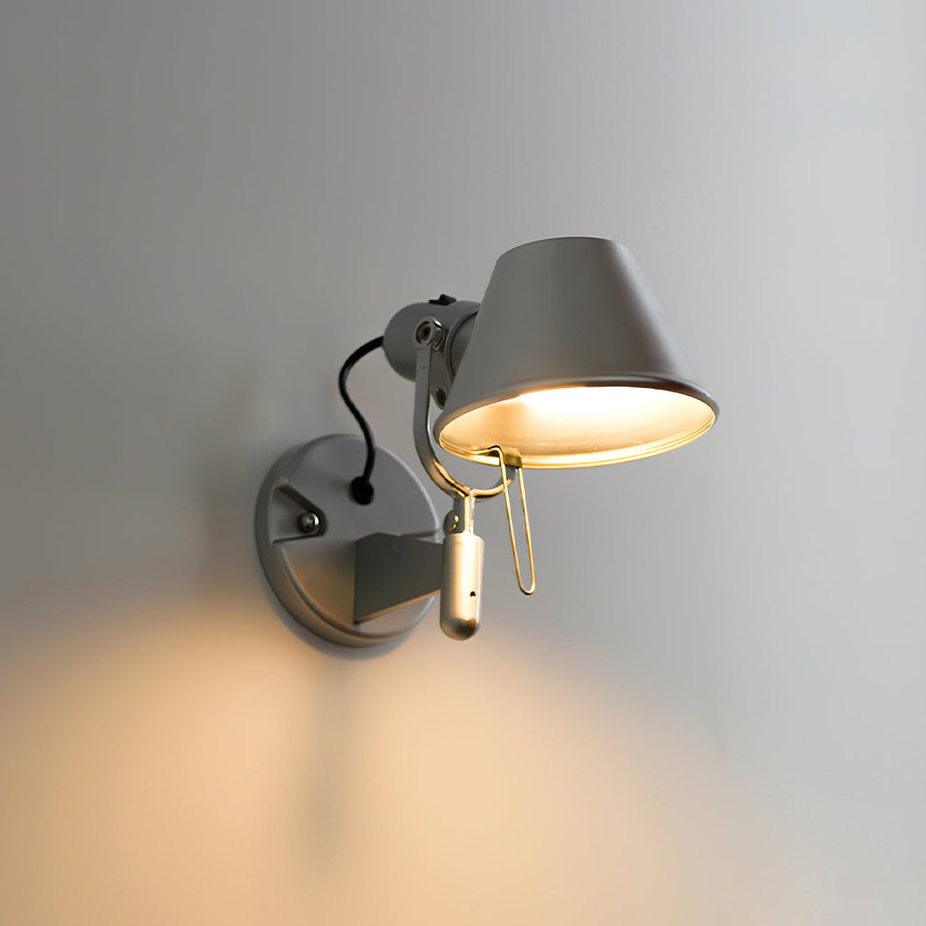 Wall Lamp Metal Body Conical Shade Adjustable Modern Minimalist