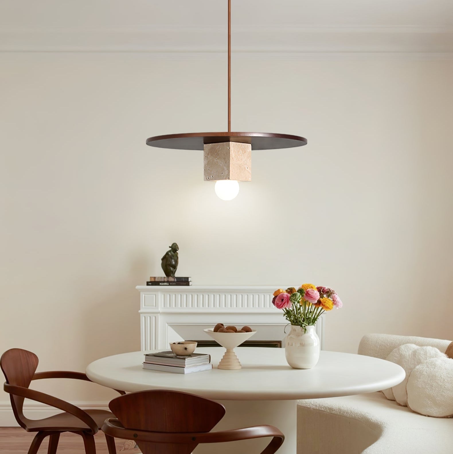 Ucariel Geometric Travertine Pendant Light