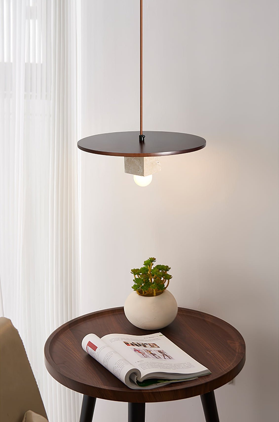Ucariel Geometric Travertine Pendant Light