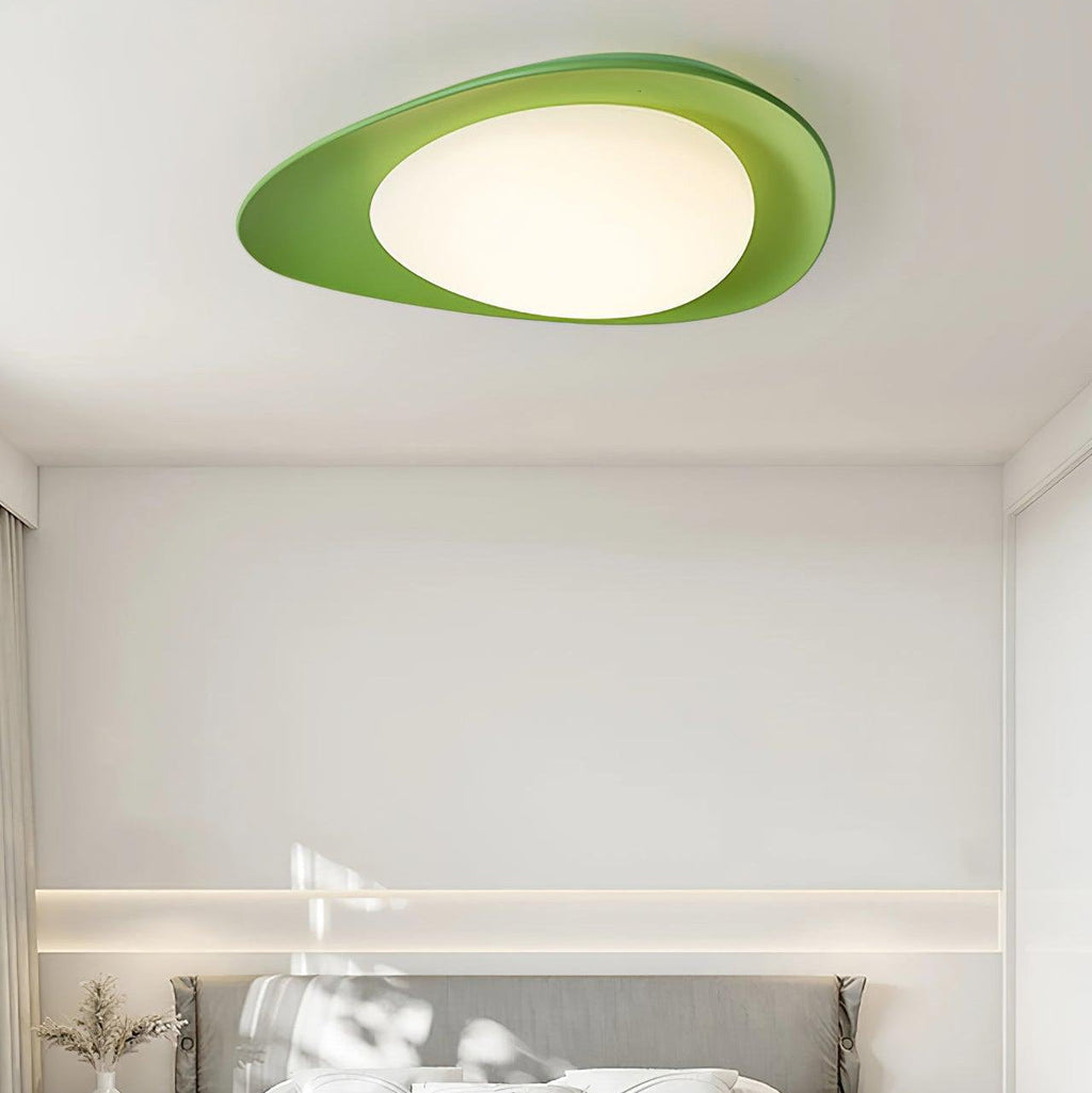 Blex Ceiling Lamp Green&Beige Pebble Shape