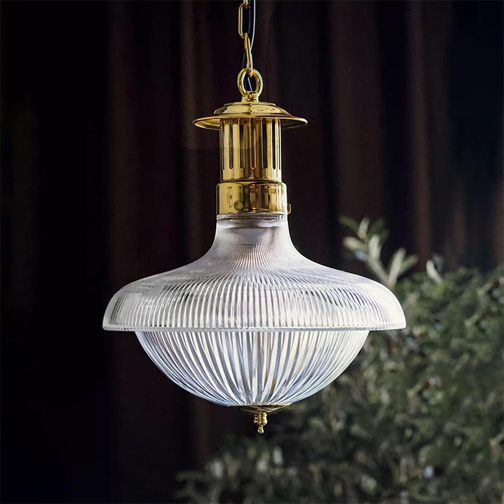 Orvel Clear Ribbed Glass Pendant Light
