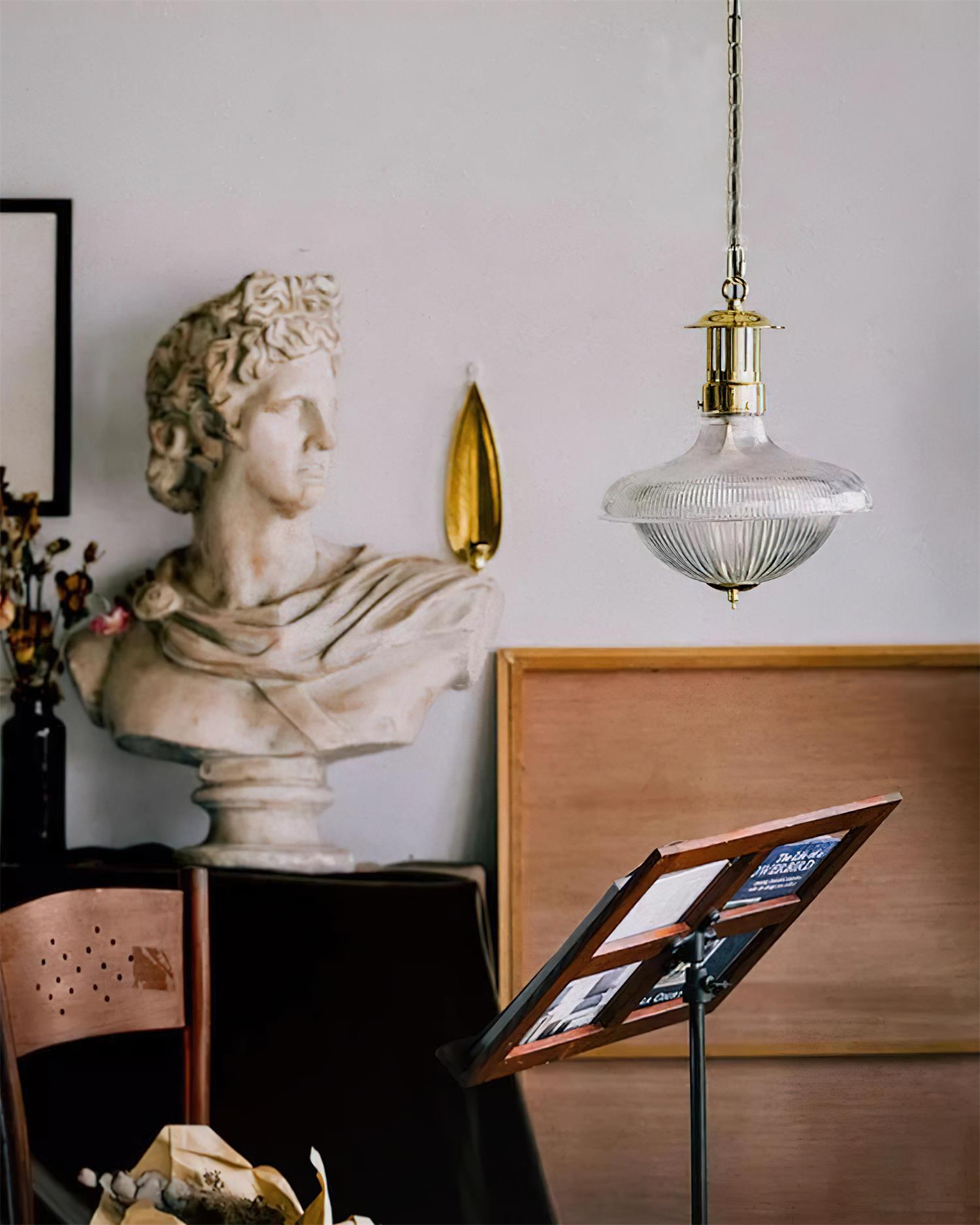 Orvel Clear Ribbed Glass Pendant Light