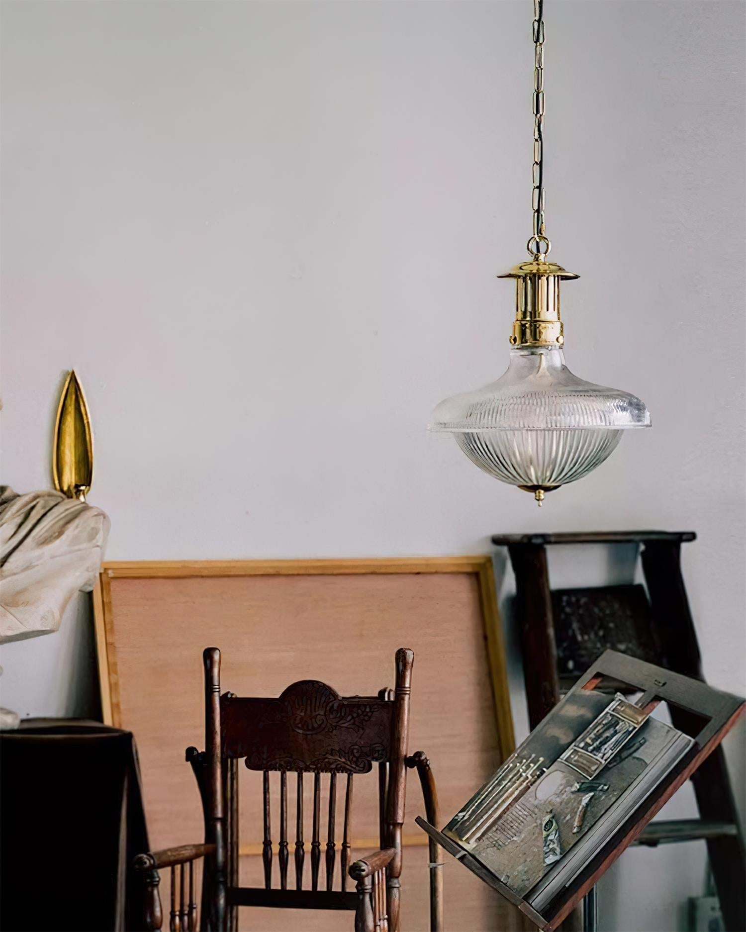 Orvel Clear Ribbed Glass Pendant Light