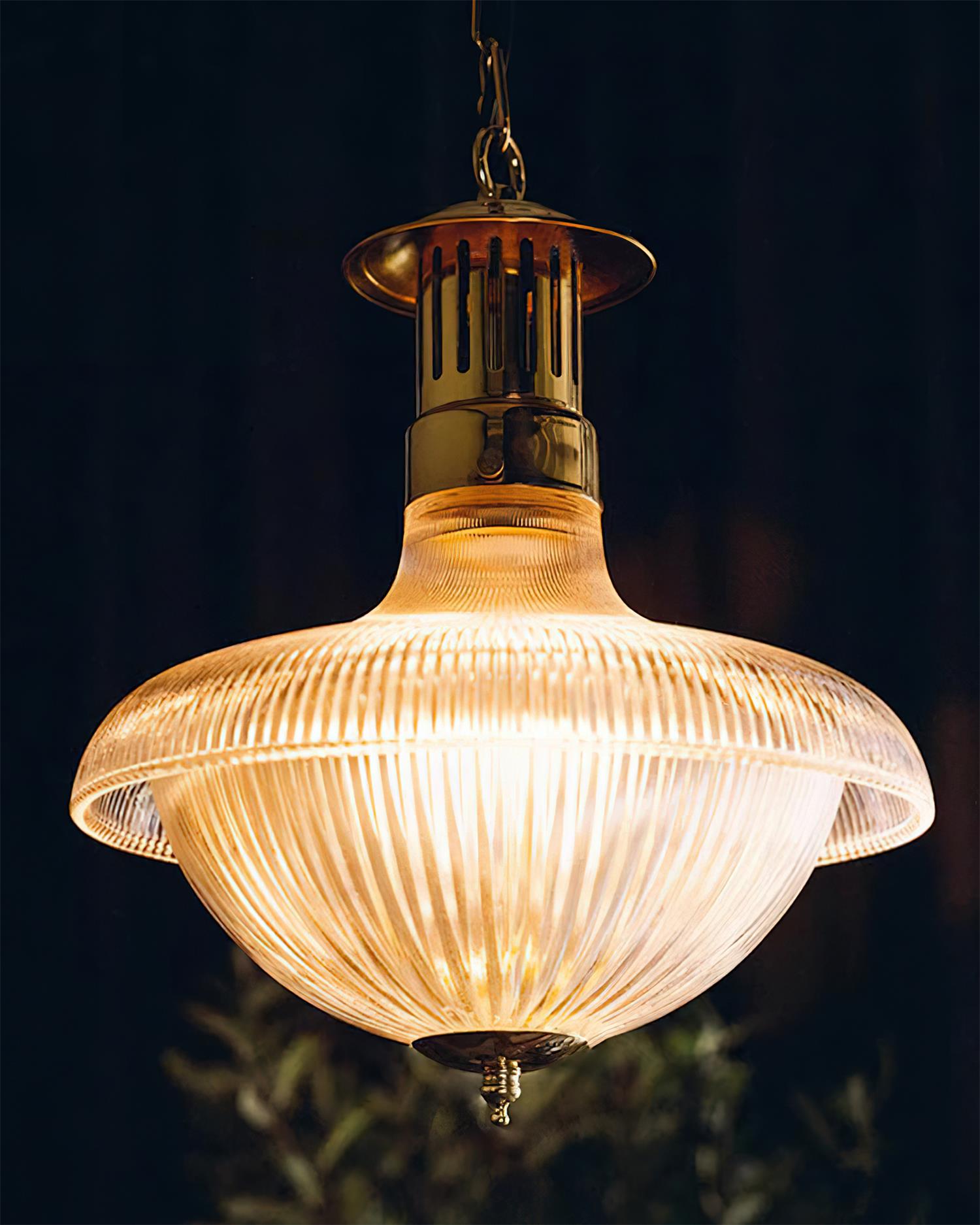 Orvel Clear Ribbed Glass Pendant Light