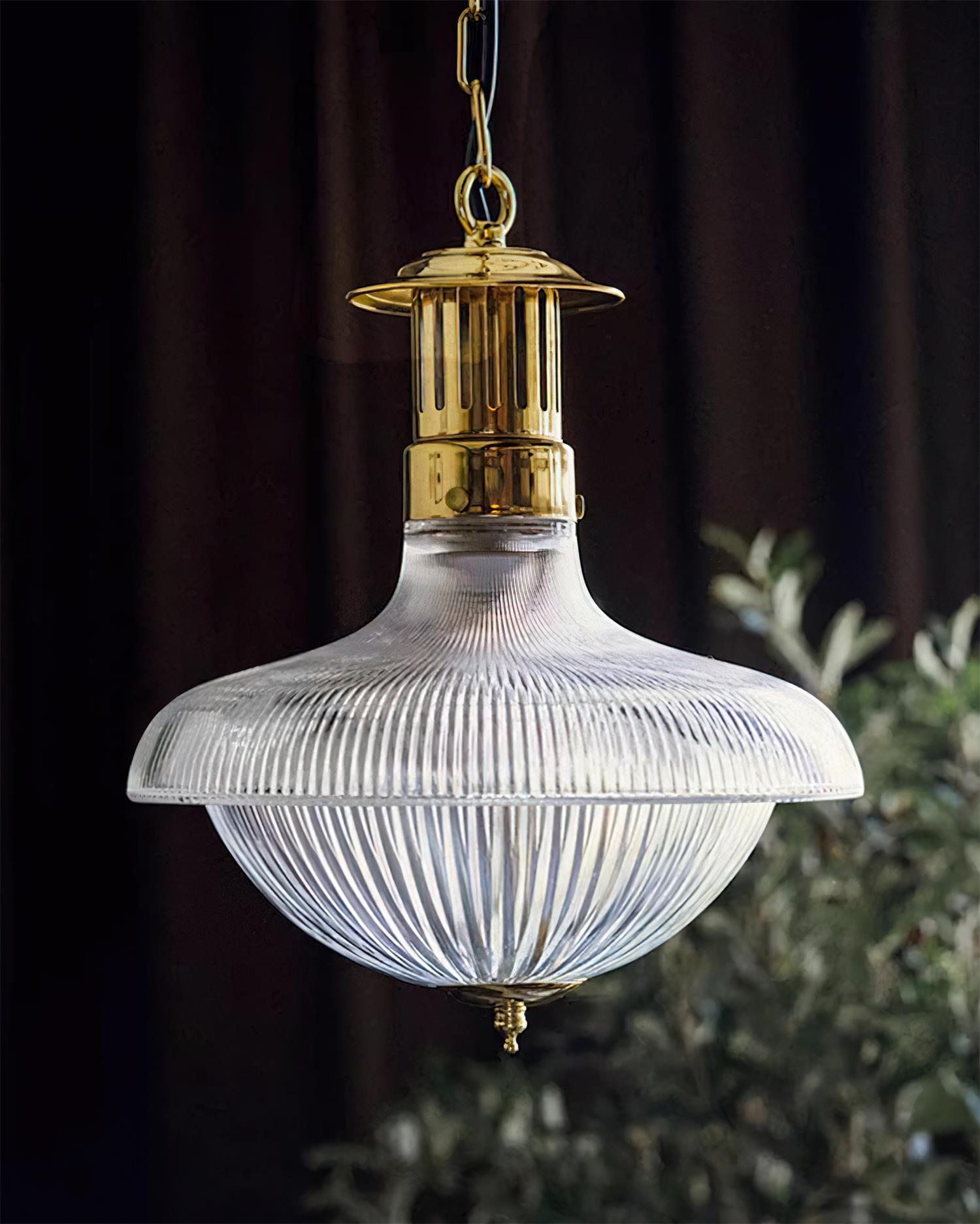 Orvel Clear Ribbed Glass Pendant Light
