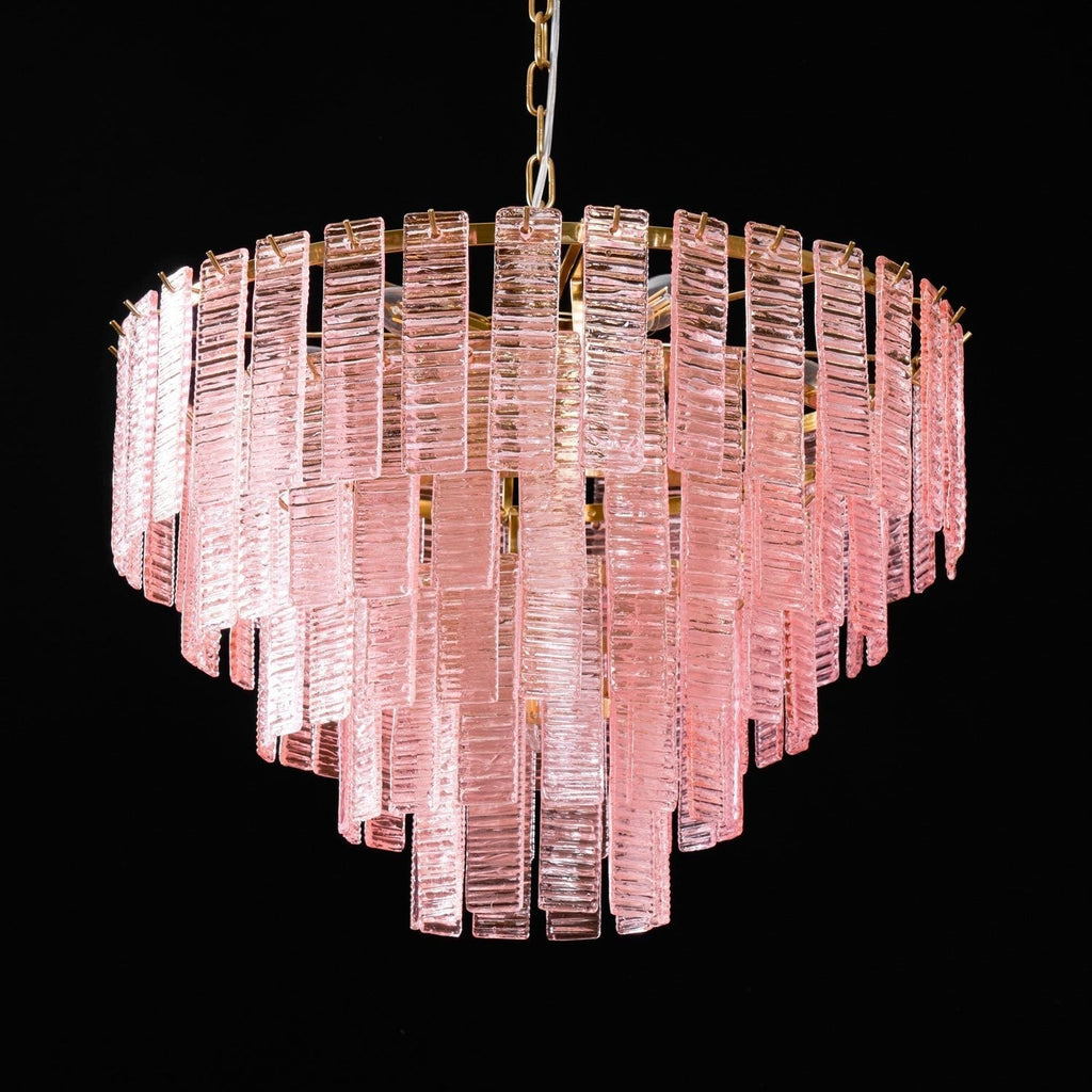 Aurora Chandelier Pink Murano Glass Layered Vintage Luxury