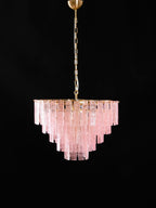 Aurora Chandelier Pink Murano Glass Layered Vintage Luxury