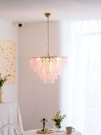 Aurora Chandelier Pink Murano Glass Layered Vintage Luxury