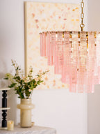 Aurora Chandelier Pink Murano Glass Layered Vintage Luxury