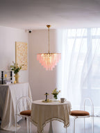 Aurora Chandelier Pink Murano Glass Layered Vintage Luxury