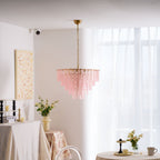 Aurora Chandelier Pink Murano Glass Layered Vintage Luxury