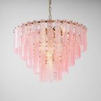 Aurora Chandelier Pink Murano Glass Layered Vintage Luxury