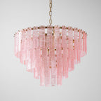 Aurora Chandelier Pink Murano Glass Layered Vintage Luxury