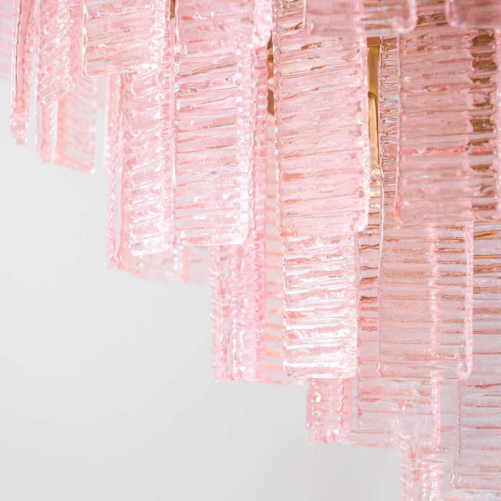 Aurora Chandelier Pink Murano Glass Layered Vintage Luxury