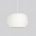 Pendant Lamp Silk Shade White Fabric Vertical Lines Soft Modern Minimalist
