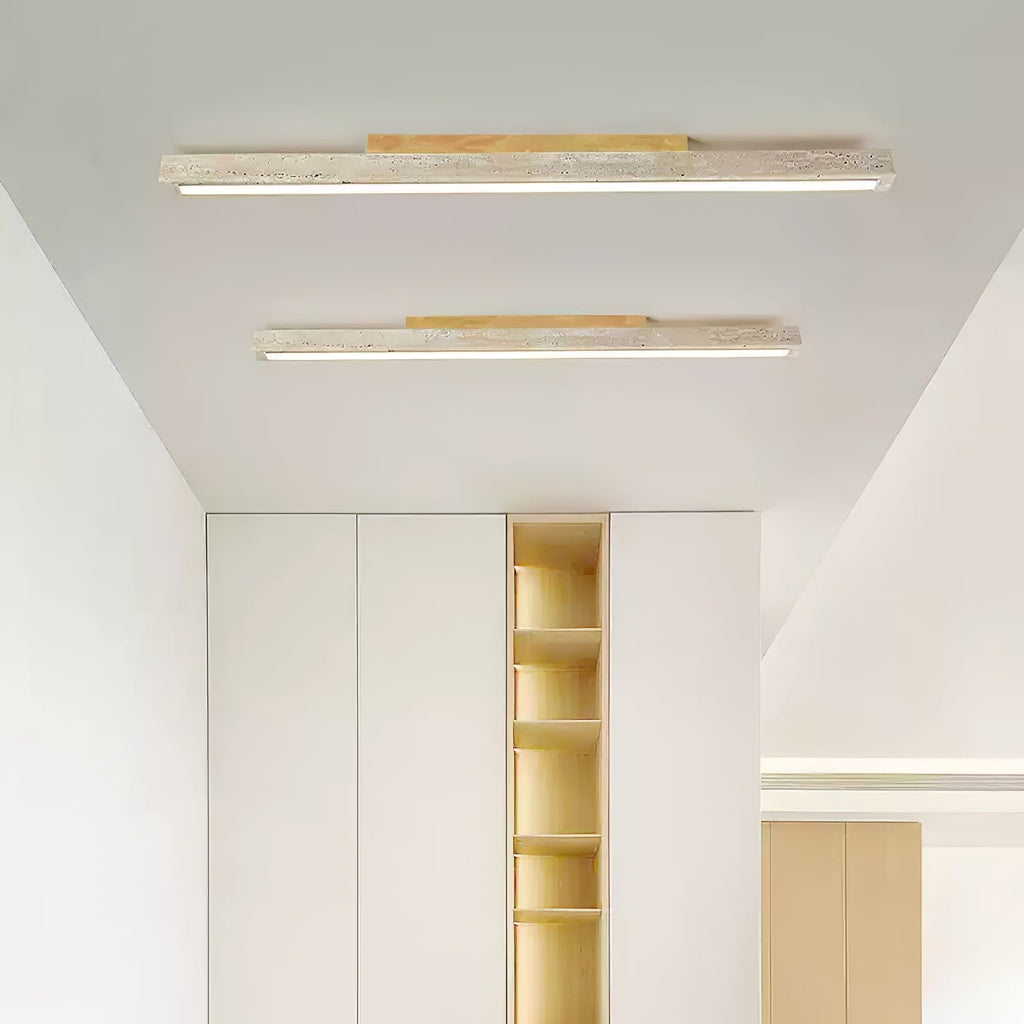 Orvenarae Minimalist Travertine Linear Ceiling Light