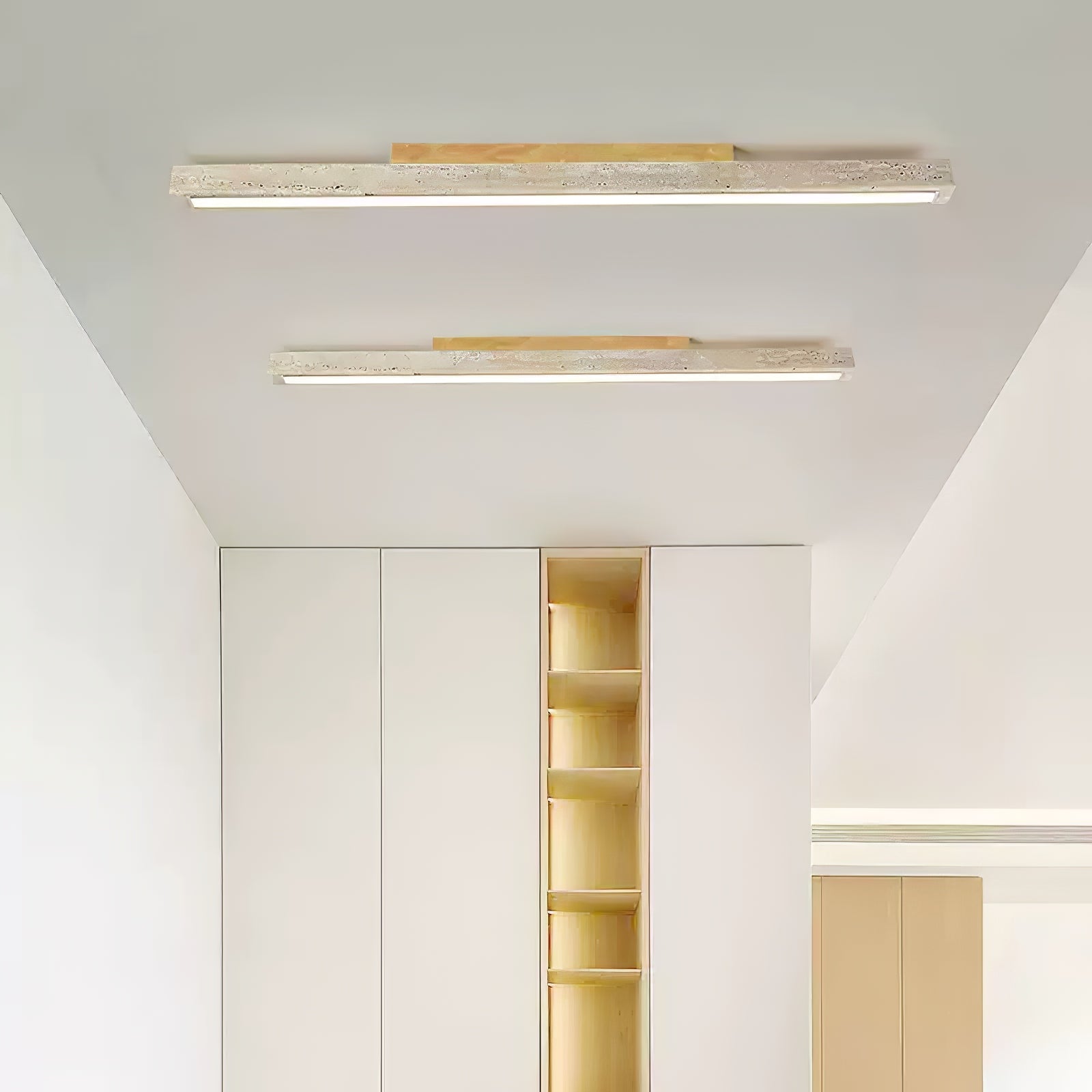 Orvenarae Minimalist Travertine Linear Ceiling Light