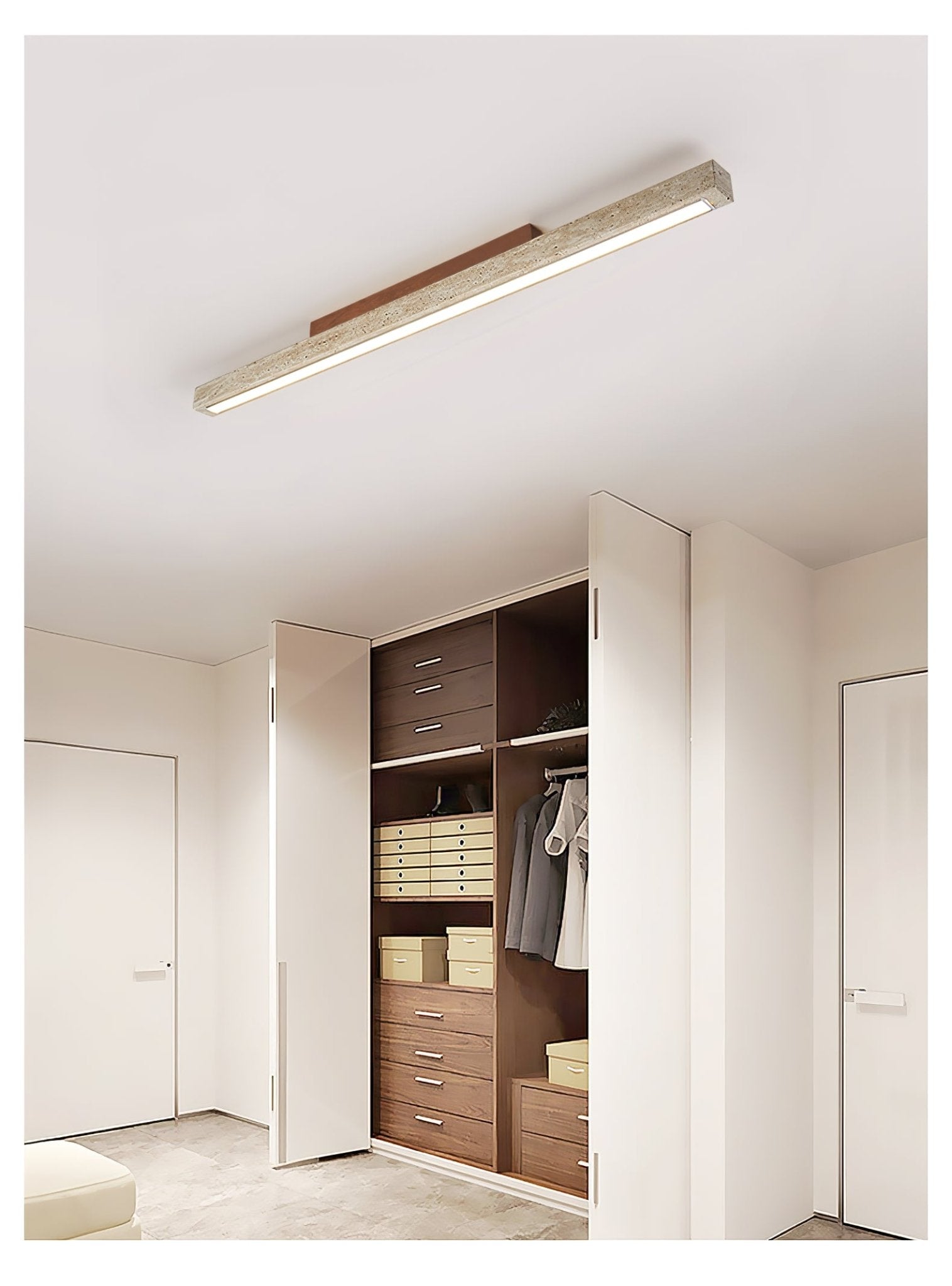 Orvenarae Minimalist Travertine Linear Ceiling Light