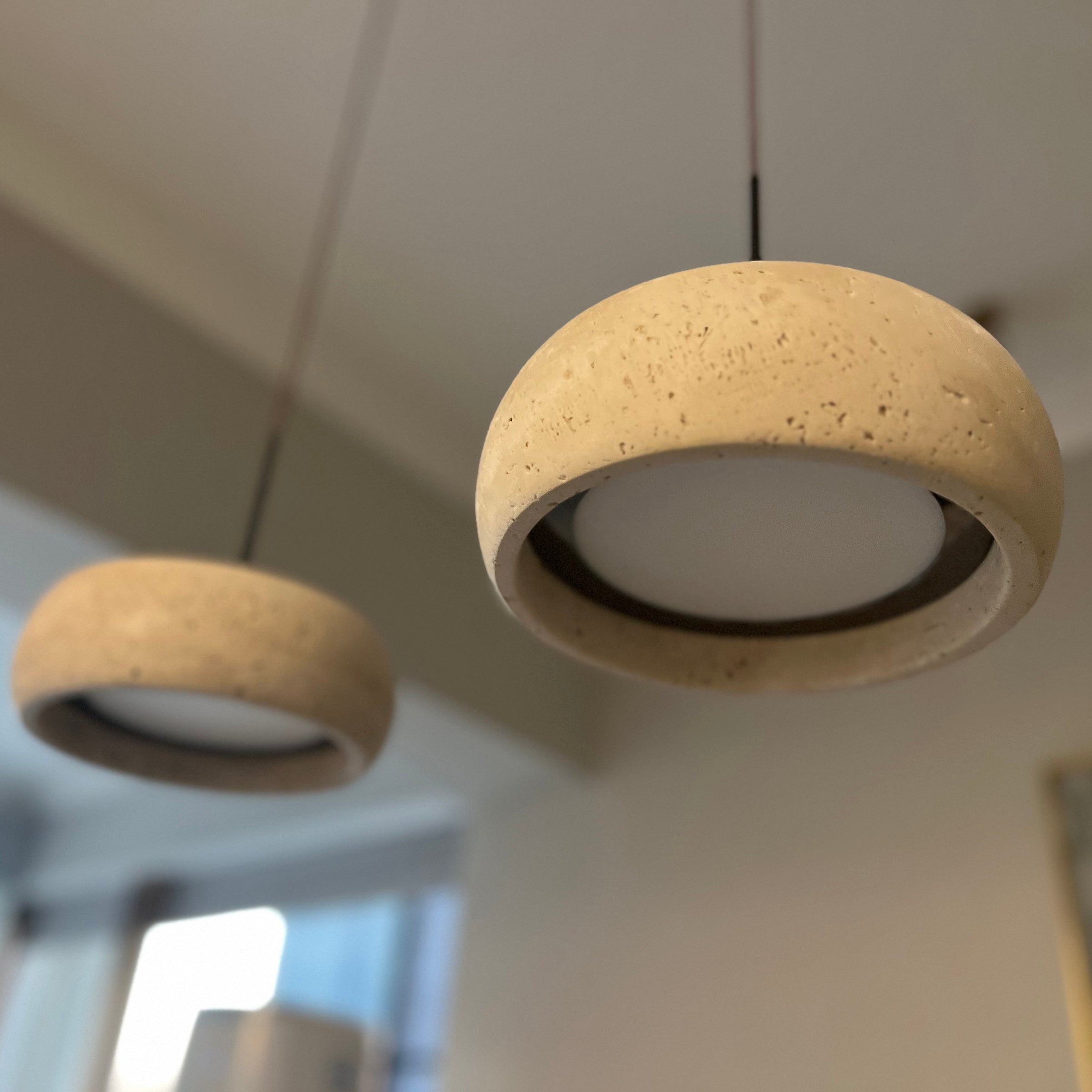 Tova Donut-Shaped Pendant Lights Travertine