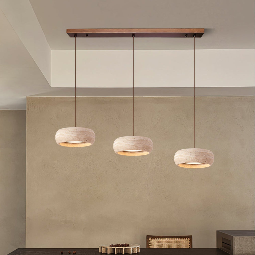 Tova Donut-Shaped Pendant Lights Travertine