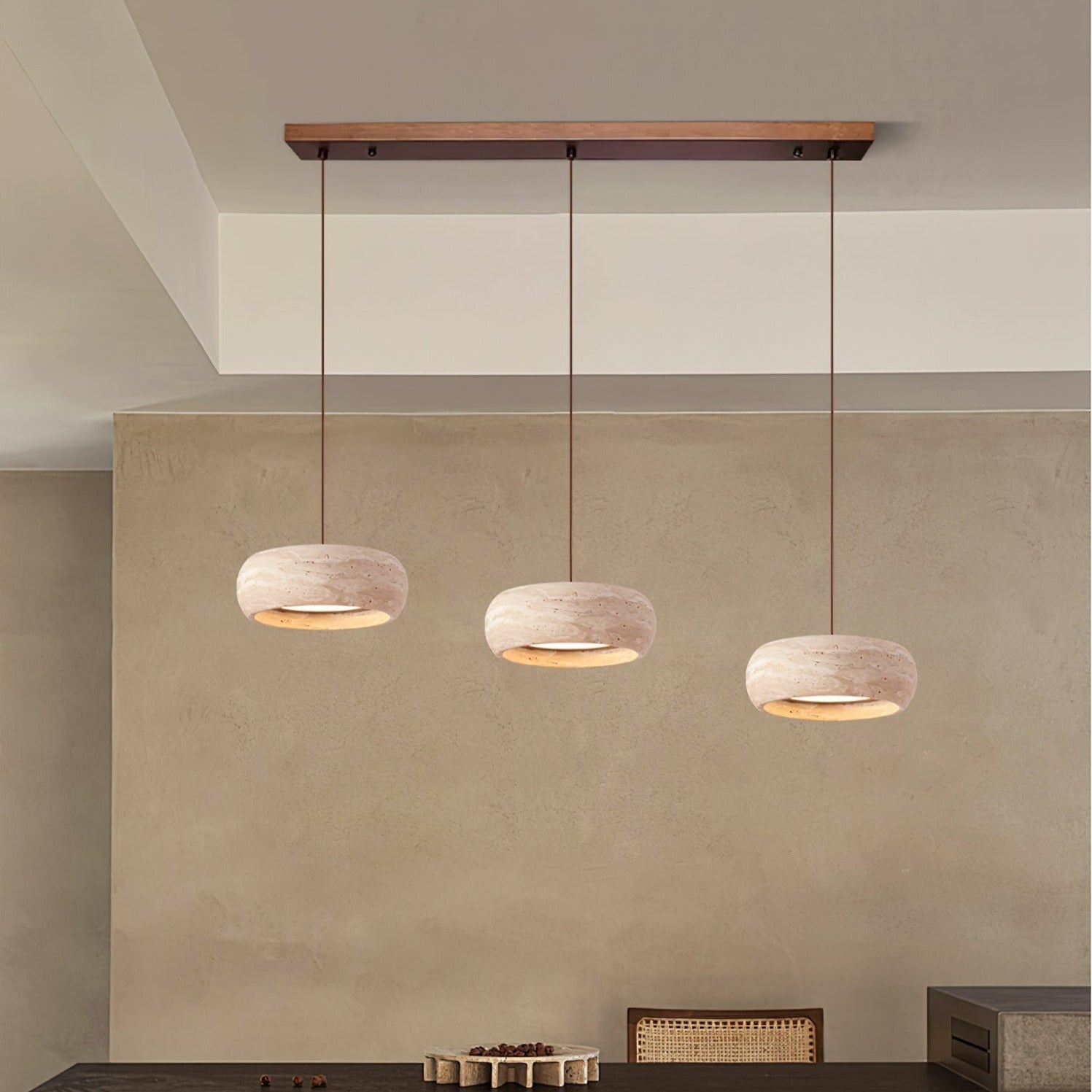 Tova Donut-Shaped Pendant Lights Travertine