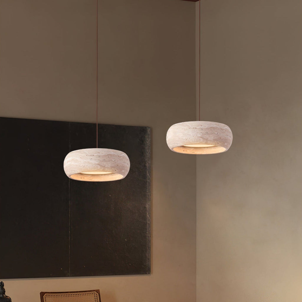 Tova Donut-Shaped Pendant Lights Travertine