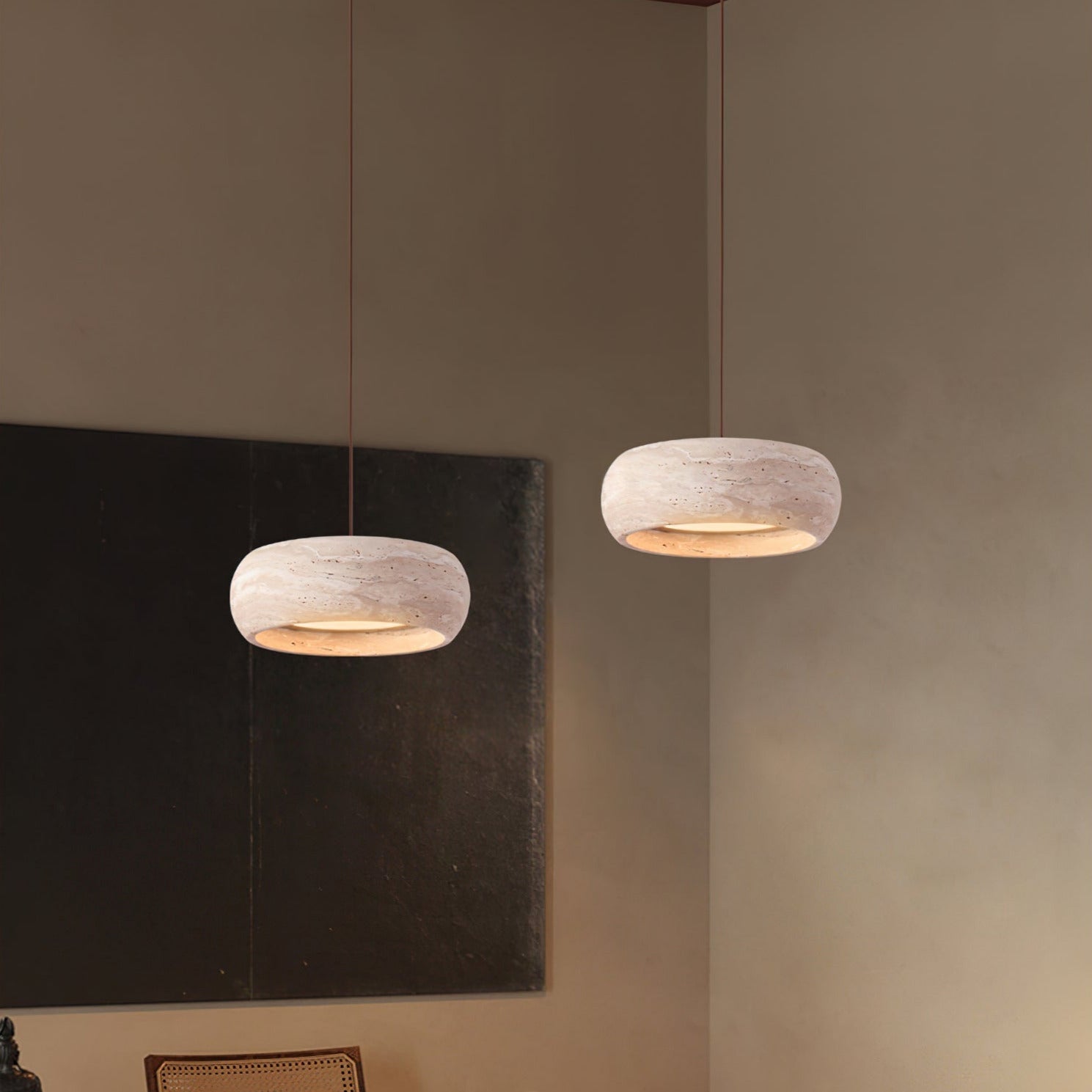 Tova Donut-Shaped Pendant Lights Travertine