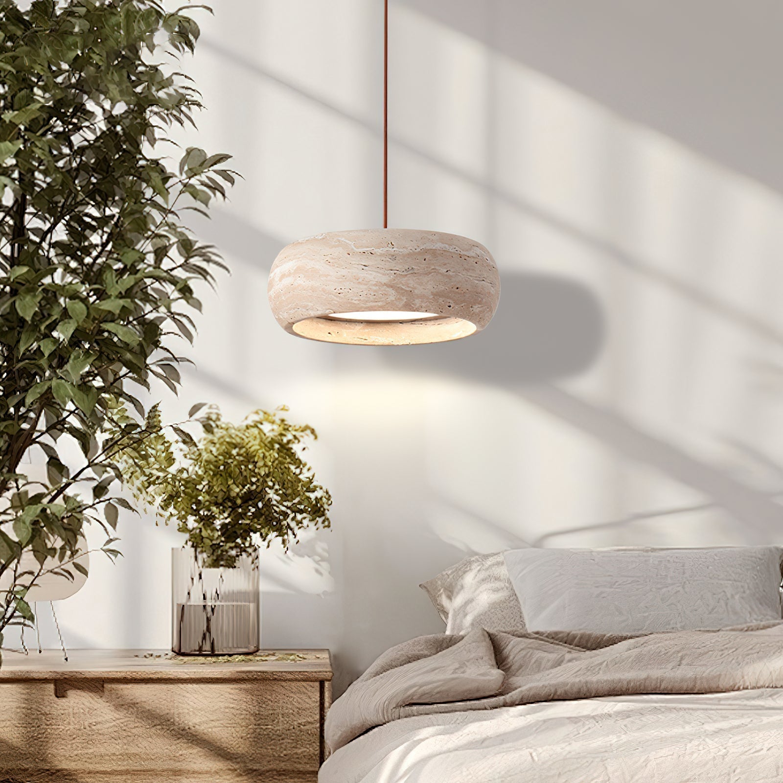 Tova Donut-Shaped Pendant Lights Travertine