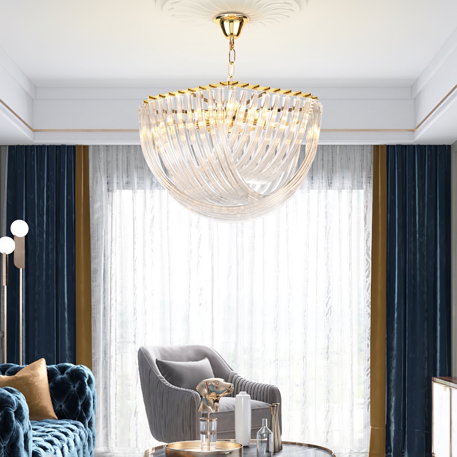 Aurora Chandelier Clear Curved Tiered