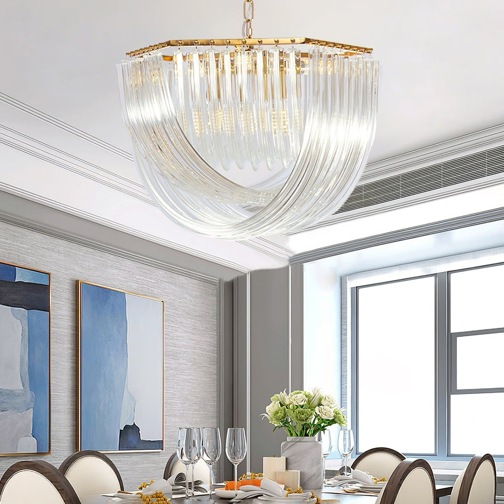 Aurora Chandelier Clear Curved Tiered