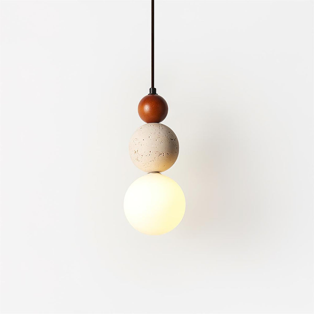 Ritta Triple Sphere Pendant Light Travertine