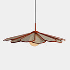 Pendant Lamp Rattan Petal Shade Metal Frame Tropical