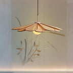 Pendant Lamp Rattan Petal Shade Metal Frame Tropical