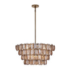 Aurora Chandelier Amber Glass Disc Fish Scale Brass