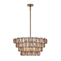 Aurora Chandelier Amber Glass Disc Fish Scale Brass