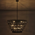 Aurora Chandelier Large Amber Glass Disc Fish Scale Brass