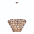 Aurora Chandelier Large Amber Glass Disc Fish Scale Brass