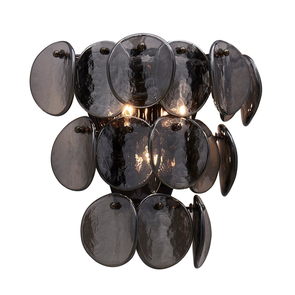 Aurora Wall Lamp Amber Glass Disc Fish Scale Brass